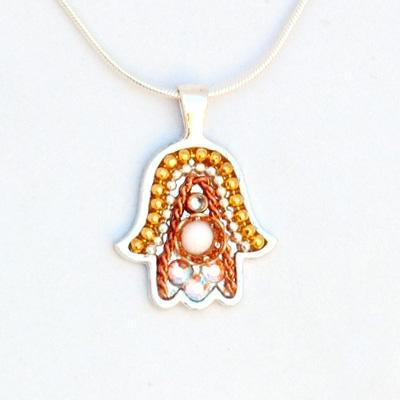 Hamsa Necklace - Unique Bat Mitzvah Gifts Gold Crystal Hamsa 