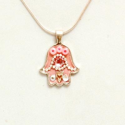 Hamsa Necklace - Unique Bat Mitzvah Gifts Pink Hamsa Necklace 