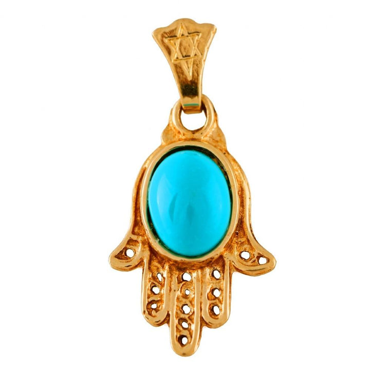 Hamsa Pendant With A Turquoise Or Onyx Stone 16 inches Chain (40 cm) 