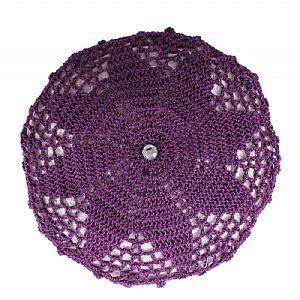 Hand Crochet Ladies Head Covers with Hidden Comb - Purple 