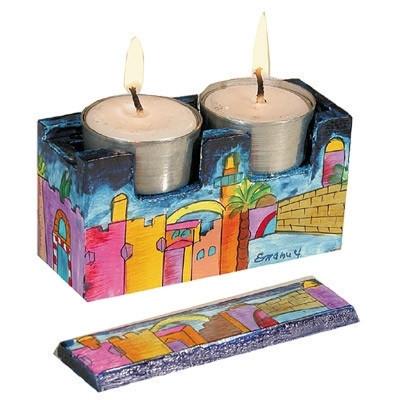 Hand Painted Travel Candlesticks- Jerusalem 