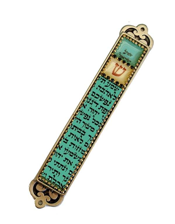 Handcrafted “Shema Israel” turquoise Mezuzah Mezuzah Cases 