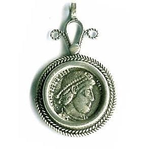 Handmade Silver Roman Coin Pendant 