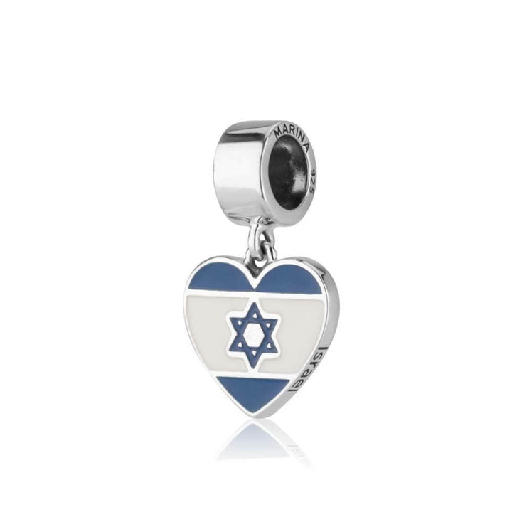 Hanging Heart Shape Charm Israel Flag Silver Jewish Jewelry Holy Land New Jewish Jewelry 