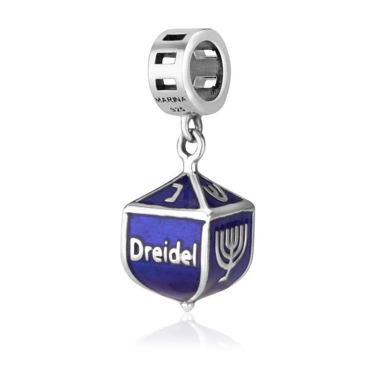 Hannukah Dreidel Charm Pendant Embedded Silver Dazzling Israel Jewish Jewelry Jewish Jewelry 