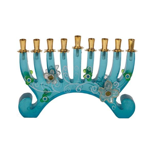 Hanukkah Menorah - Polyester - Turquoise 