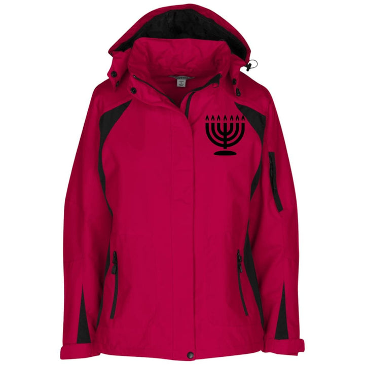 Hanukkah Menorah Port Authority Ladies' Embroidered Jacket Jackets True Red/Black X-Small 