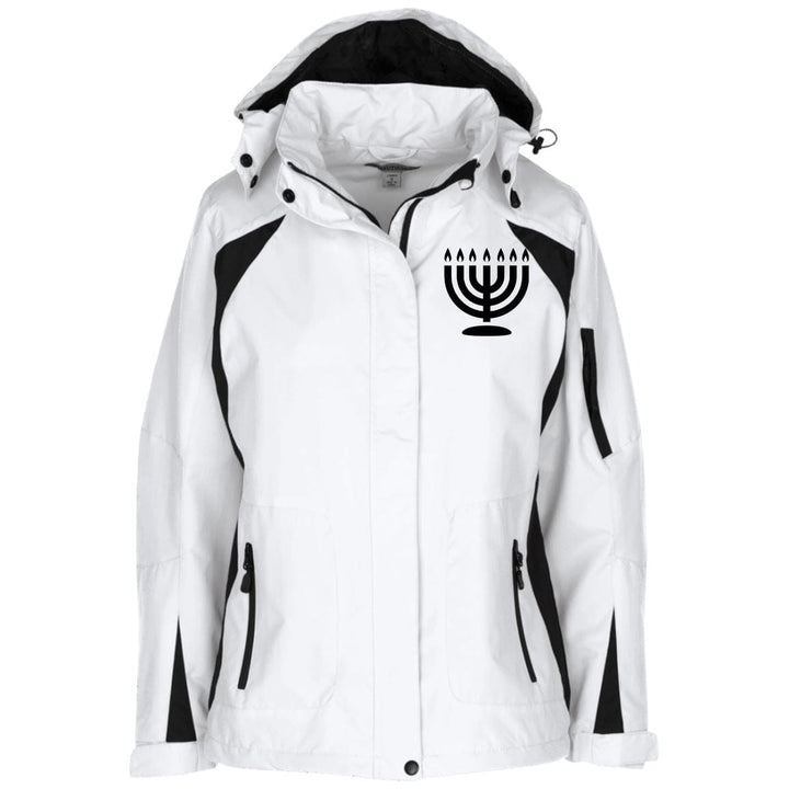 Hanukkah Menorah Port Authority Ladies' Embroidered Jacket Jackets White/Black X-Small 