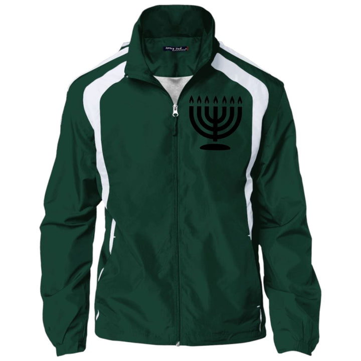 Hanukkah Menorah Sport-Tek Jersey-Lined Jacket Jackets Forest Green/White X-Small 