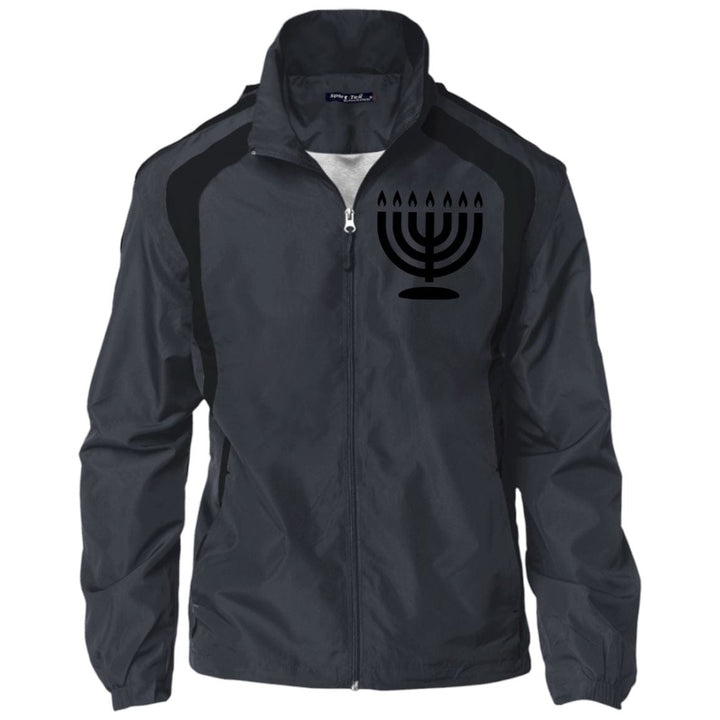 Hanukkah Menorah Sport-Tek Jersey-Lined Jacket Jackets Graphite/Black X-Small 