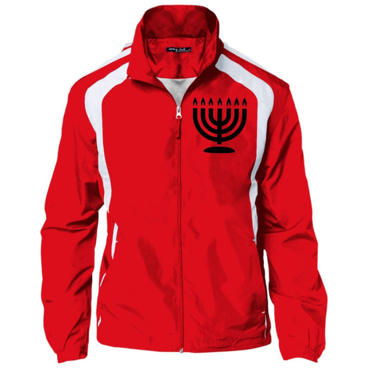 Hanukkah Menorah Sport-Tek Jersey-Lined Jacket Jackets True Red/White X-Small 