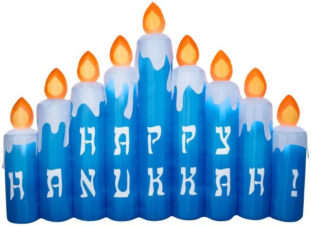 Happy Hanukkah Candle Scene Airblown Inflatable 8.5' Wide 6.5' Tall 