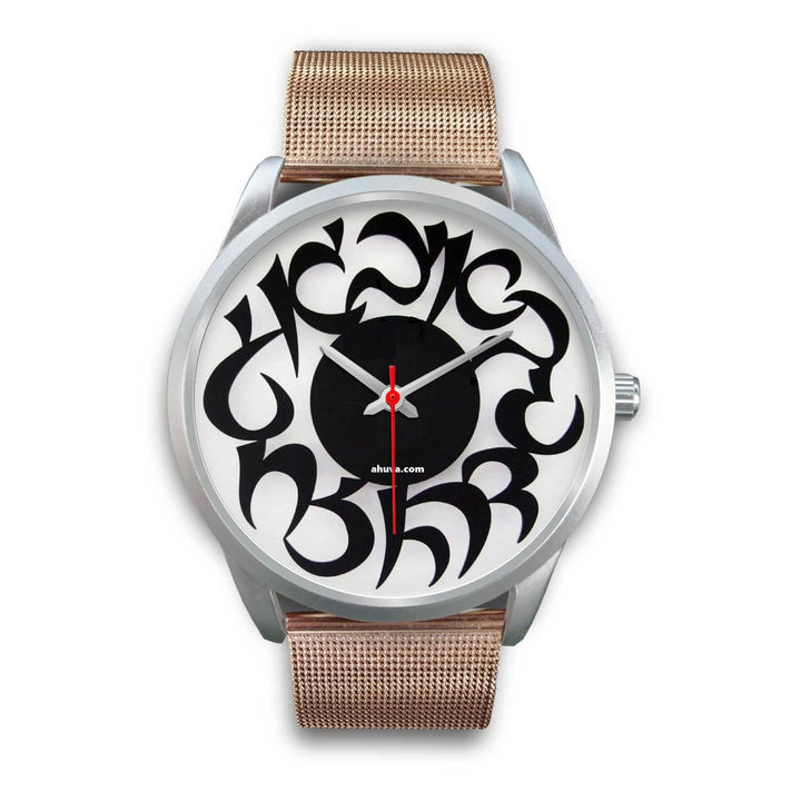 Hebrew Elegant Wristwatch Silver Silver Watch Mens 40mm Rose Gold Metal Mesh 