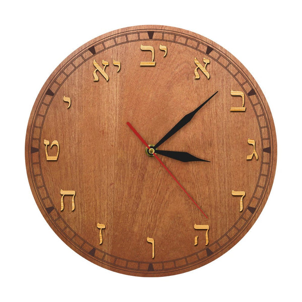 Hebrew Jewish Numeral Wooden Wall Clock Israel Home Decor Quiet Sweep Home Decor 