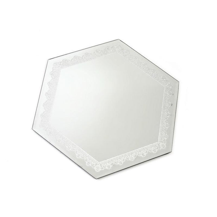 Hexagon Mirror tray Lace Design 12" Novell Collection 