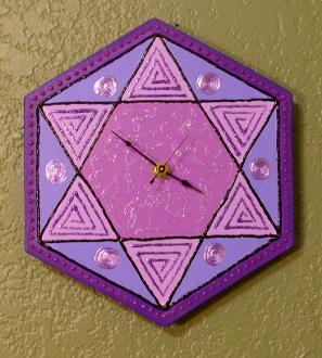 Hexagon Star Of David Wall Clock Shades of Purple 