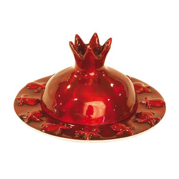 Honey Dish - Pomegranate - Painted - Red 