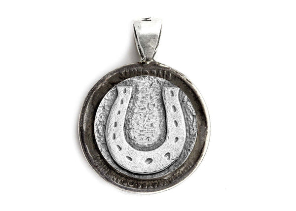 Horseshoe Medallion Pendant on Buffalo Nickel Coin of USA Necklace Necklace 