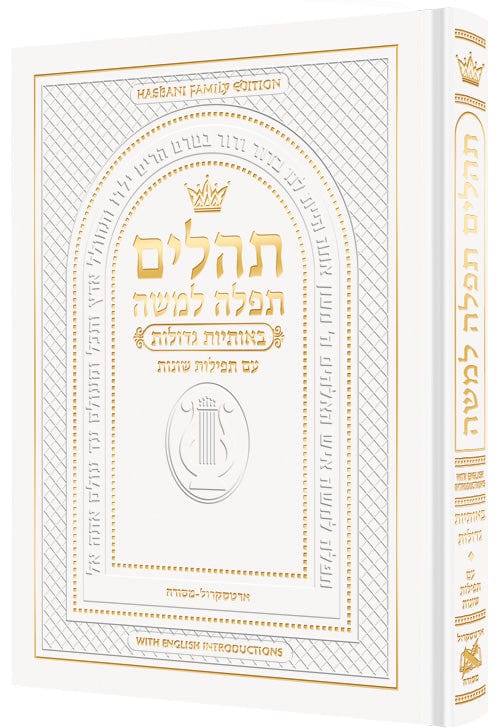 Hebrew only, large type tehillim with english introductions- white-0