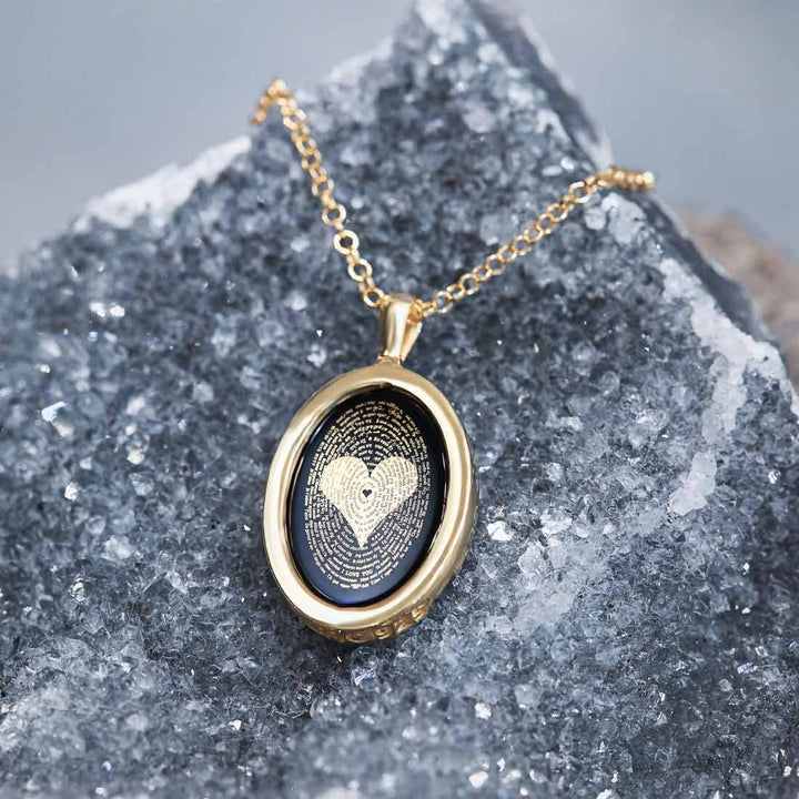 "I Love You" in 120 Languages, 14k Gold Necklace, Onyx Necklace 