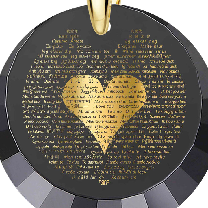 "I Love You" in 120 Languages, Silver Gold Plated Necklace, Zirconia Necklace 