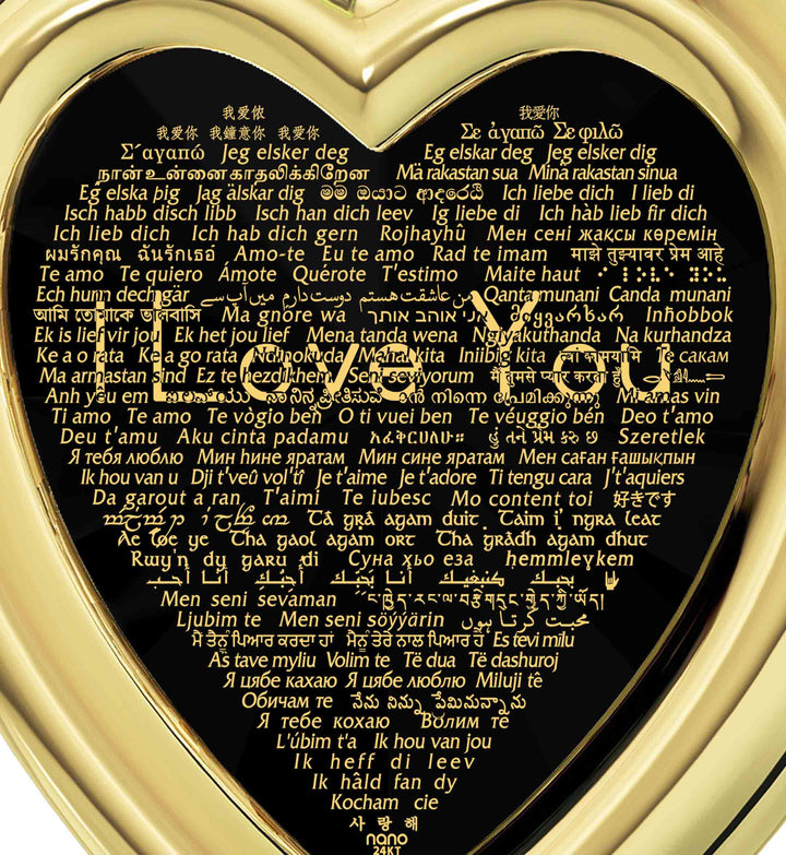 "I Love You" in 120 Languages, Sterling Silver Gold Plated (Vermeil) Necklace, Zirconia Necklace 