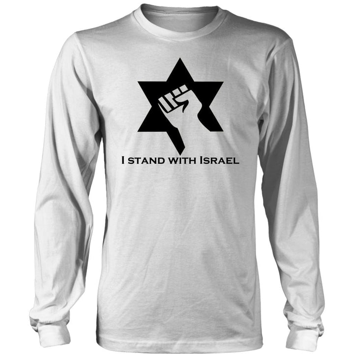I Stand With Israel Shirts T-shirt District Long Sleeve Shirt White S