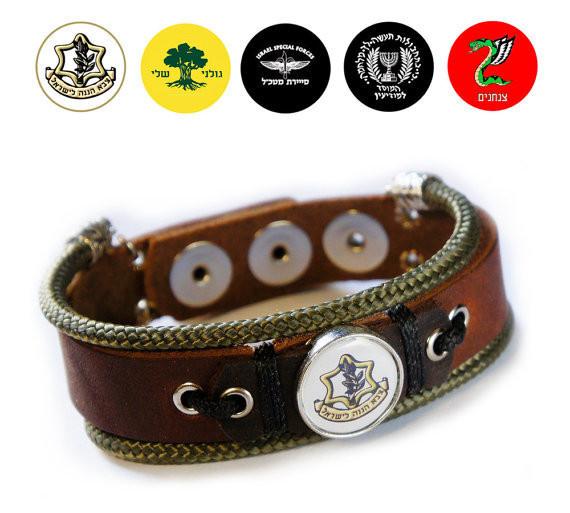 Idf Army Bracelet With Defense Force Emblem For Him Leather 