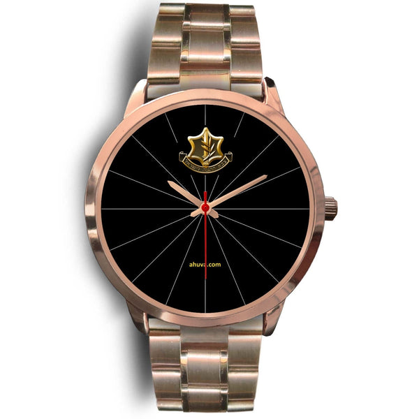IDF Israel Defense Forces Gold Plated Watch Rose Gold Watch Mens 40mm Rose Gold Metal Link 