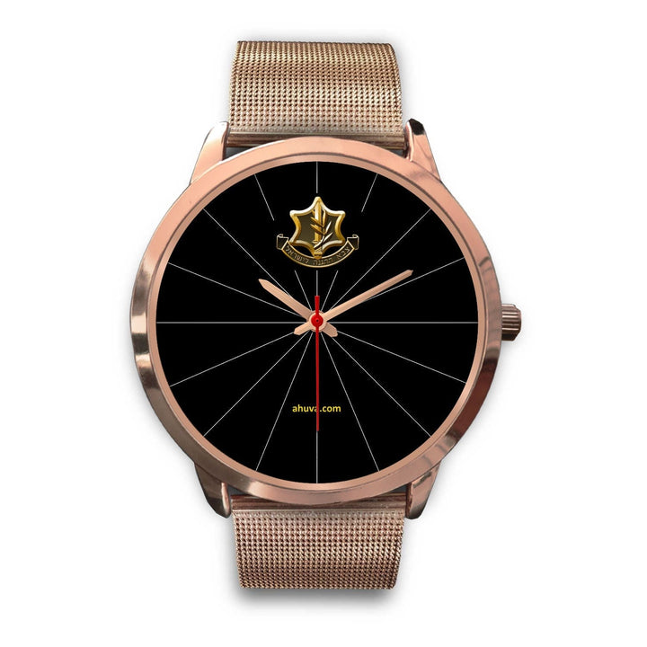 IDF Israel Defense Forces Gold Plated Watch Rose Gold Watch Mens 40mm Rose Gold Metal Mesh 
