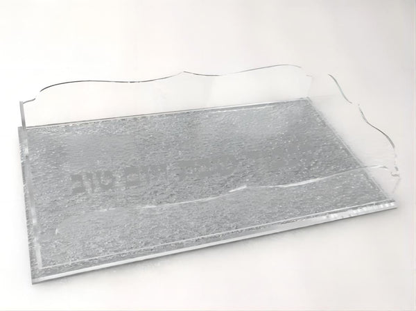 Acrylic Challah Tray - Silver Glitter Design-0