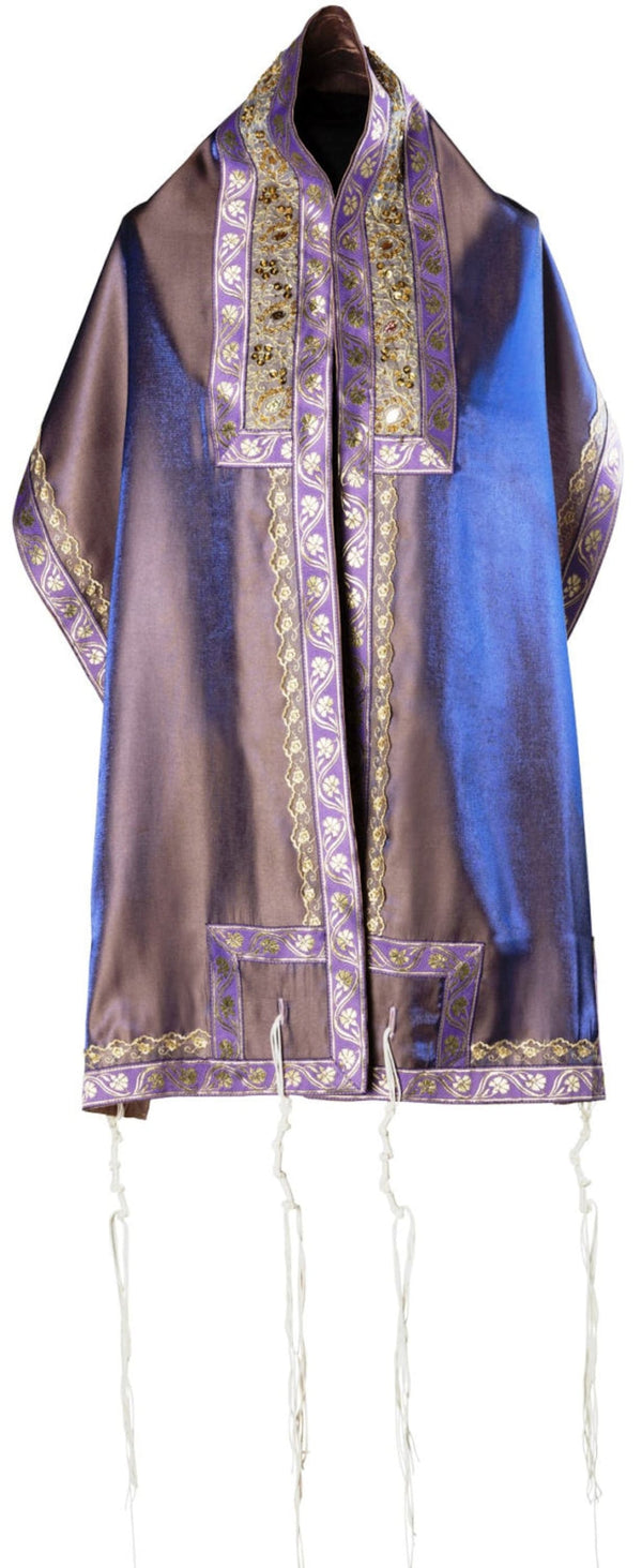 Elegant Shiny Lace Tallit Prayer Shawl set Beautiful Ateret with matching Tallit bag