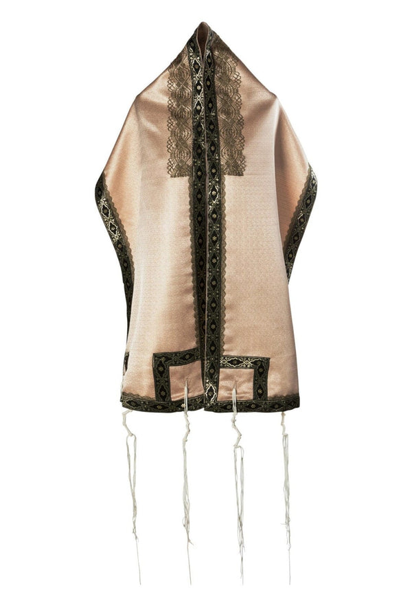 Majestic Shiny Brown Lace Tallit Set Tallit Prayer Shawl set With matching Tallit bag