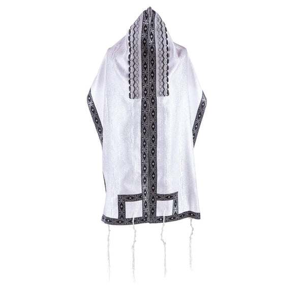 Royal Elegant White / Black Prayer Shawl Tallit Set With matching Bag