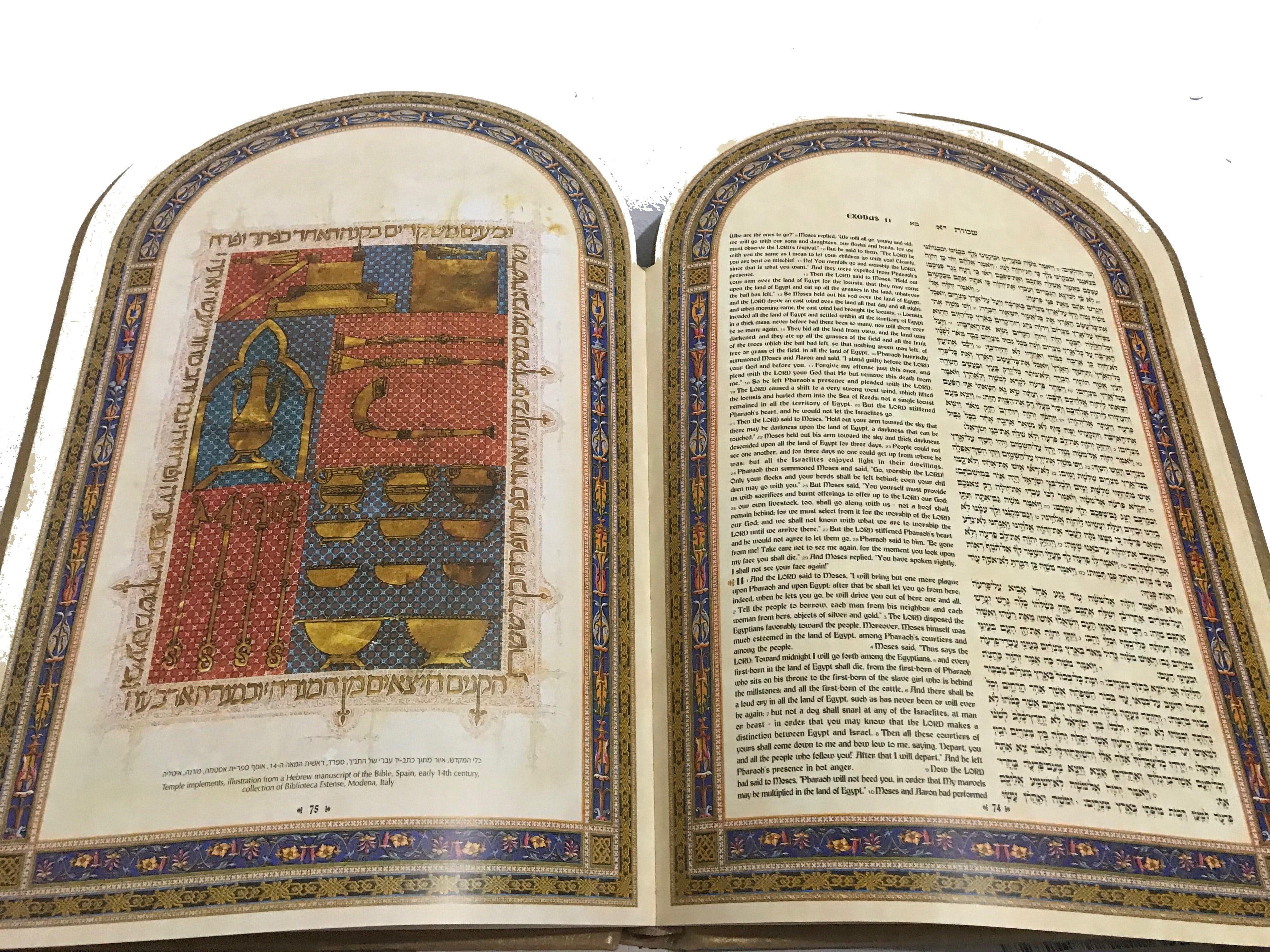 Illuminated Torah English Hebrew Leather Translated Bible Matan Arts