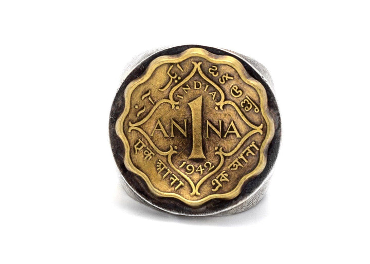 Indian Coin Ring - 1 Anna coin of British India Silver Ring RINGS 