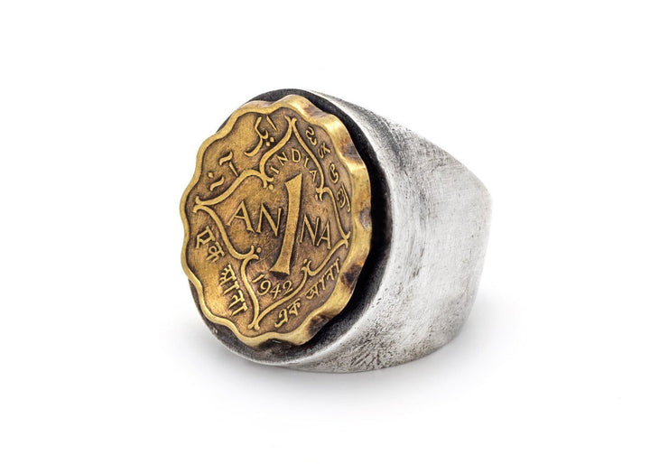 Indian Coin Ring - 1 Anna coin of British India Silver Ring RINGS 