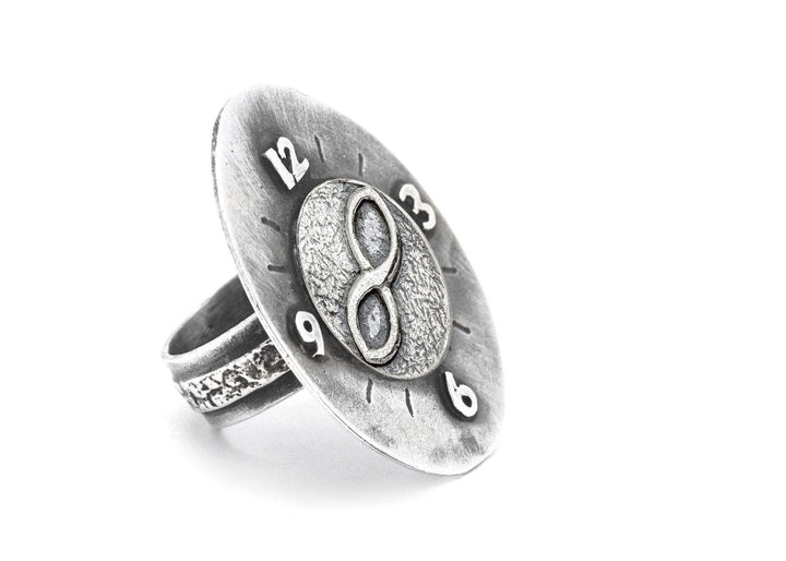 Infinity Sign Medallion Clock Ring - Be Infinite RINGS 