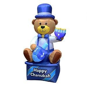 Inflatable Lawn Chanukah Themed Bear - 8' Tall Decorations 