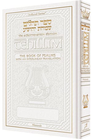 Interlinear tehillim pocket leather white Jewish Books 