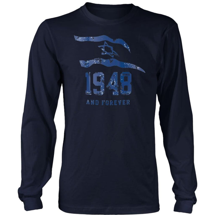 Israel 1948 and Forever Men's Shirts T-shirt District Long Sleeve Shirt Navy S
