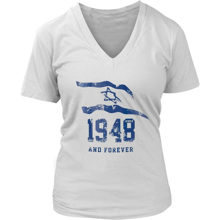 Israel 1948 And Forever Women's Shirt Tops T-shirt District Womens V-Neck White S