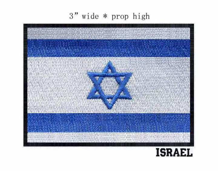Israel 3" Wide Embroidery Israel Flag Patch Iron On Apparel Applique Apparel 