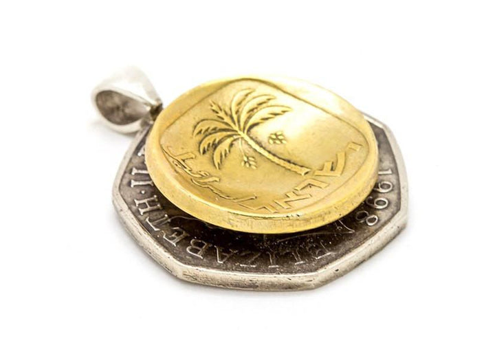 Israel & England Old, Collector'S Coin Pendant Necklace 