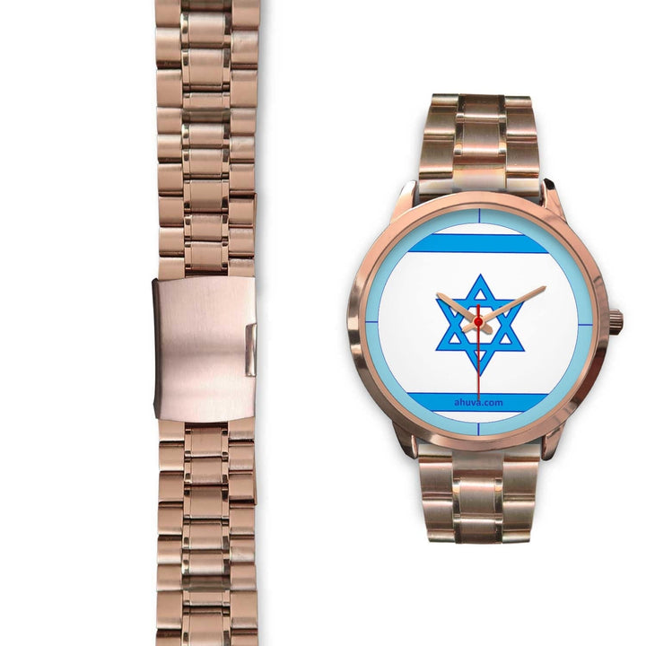 Israel Flag Hand Watch - Rose Gold Rose Gold Watch 