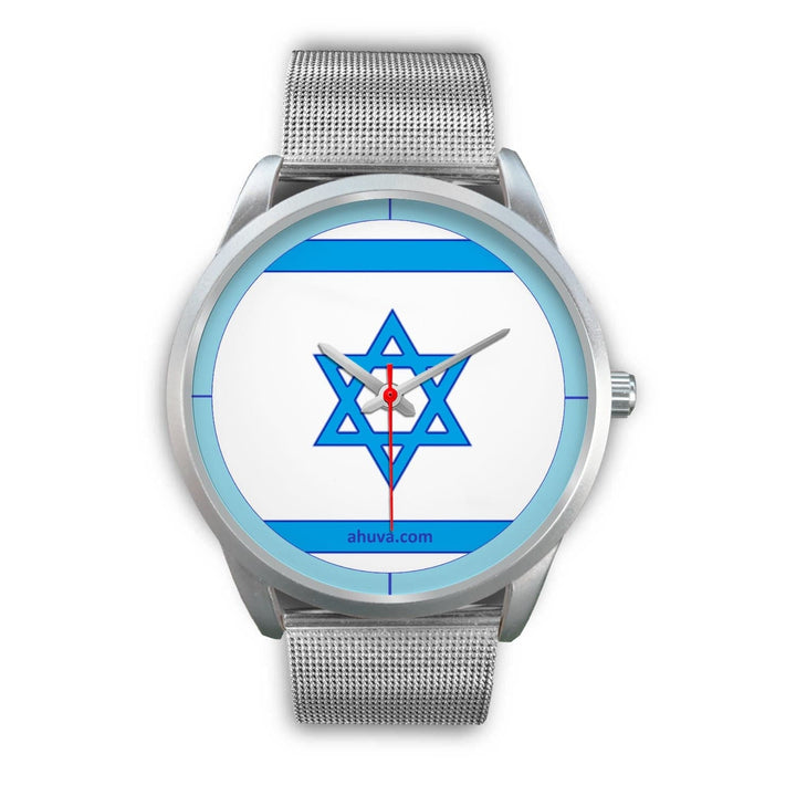 Israel Flag Hand Watch - Silver Silver Watch Mens 40mm Silver Metal Mesh 