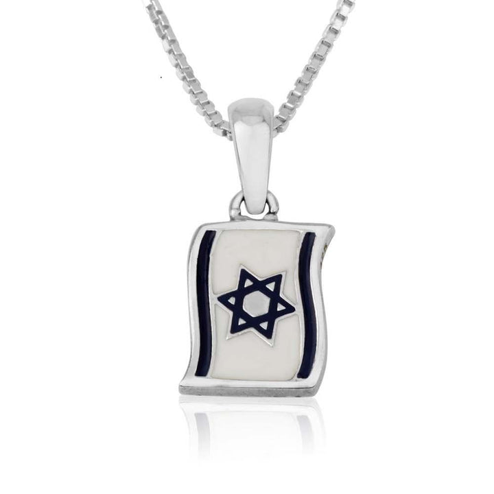 Israel Flag Pendant Sterling Silver Blue White Jewelry Holy Land Gift New Jewish Jewelry 