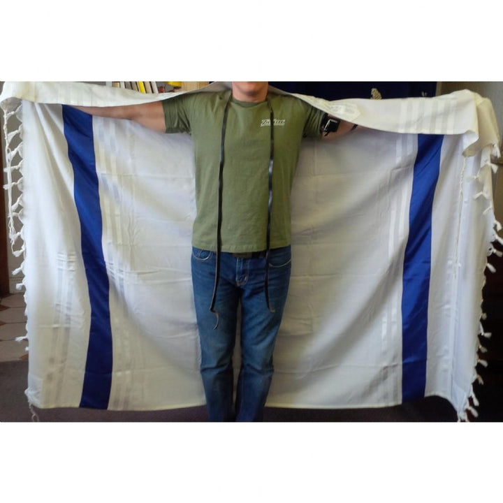 Israel Flag Tallit - Official Israeli Patriotic Flag Tallit Set 