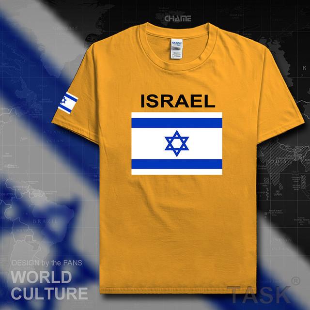 Israel Flag Top. Israeli Men T Shirt Team Cotton Shirts apparel Gold S 