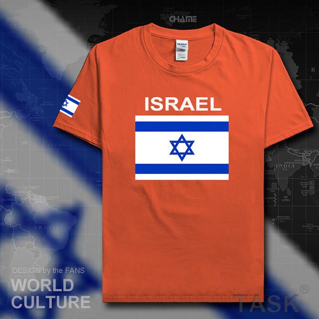 Israel Flag Top. Israeli Men T Shirt Team Cotton Shirts apparel Orange S 